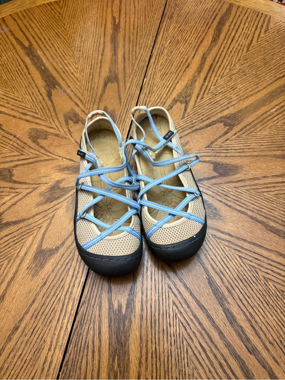 J-41 Khacki Brown and Baby Blue Lace up Sandals